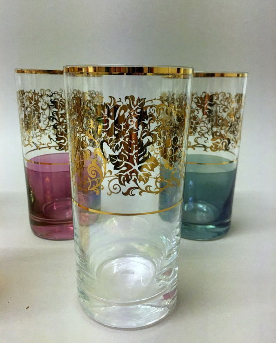 Image 1 of 6 bicchieri colorati / Borocrystal / Cecoslovacchia