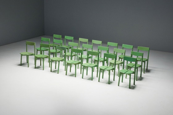 Image 1 of Groene eetkamerstoelen van Pierre Gautier Delaye, Frankrijk, 1965