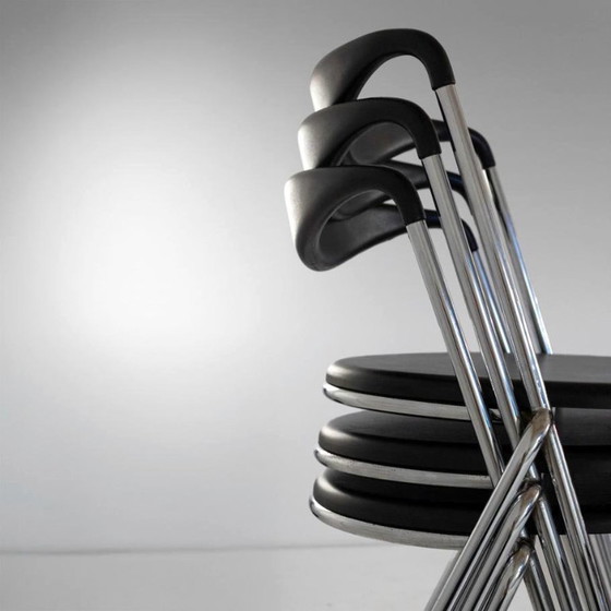 Image 1 of 4x Sedie da pranzo impilabili industriali nello stile di Hans Eichenberger, set da 4