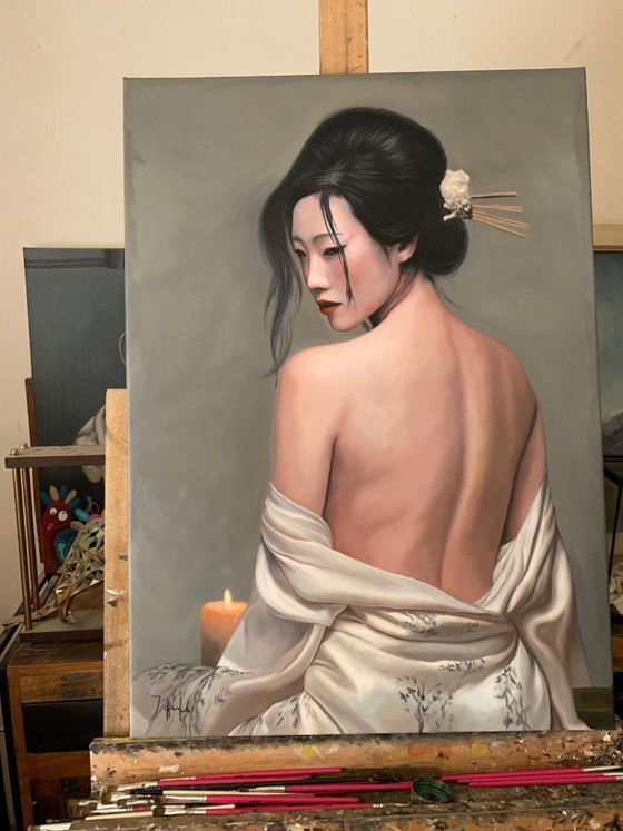 'Geisha de Marfil' – Original Ölgemälde, 70 × 50 Cm – Gemälde & Zeichnungen, Canvas (photo 2 of 5)