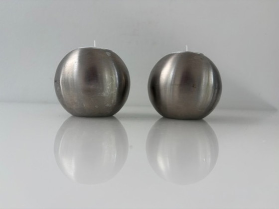 Set of 2 Stainless Steel Candle holders – Double-Sided Design – rvs (photo 10 of 13)
