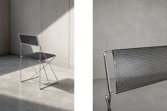 Image 1 of Vintage minimalistische metalen X-Line stoelen van Niels Jørgen Haugesen voor Hybodan, jaren 70, set van 4