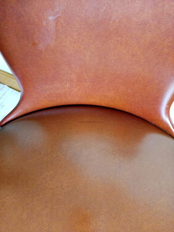 Image 1 of 2x vintage faux leather chairs with compass legs