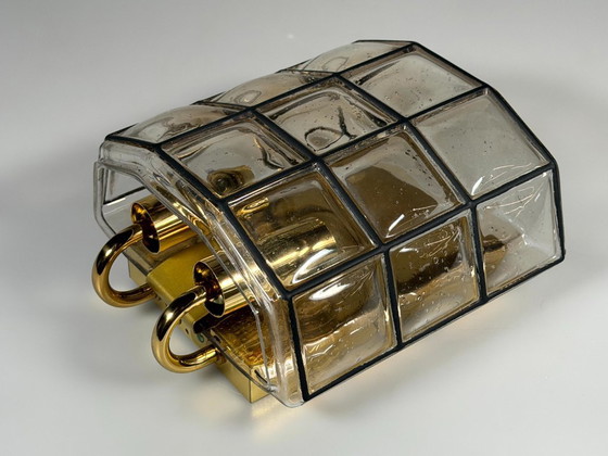 Image 1 of 60er 70er Jahre Wandlampe Wall Sconce Glashütte Limburg Germany Glas & Metall