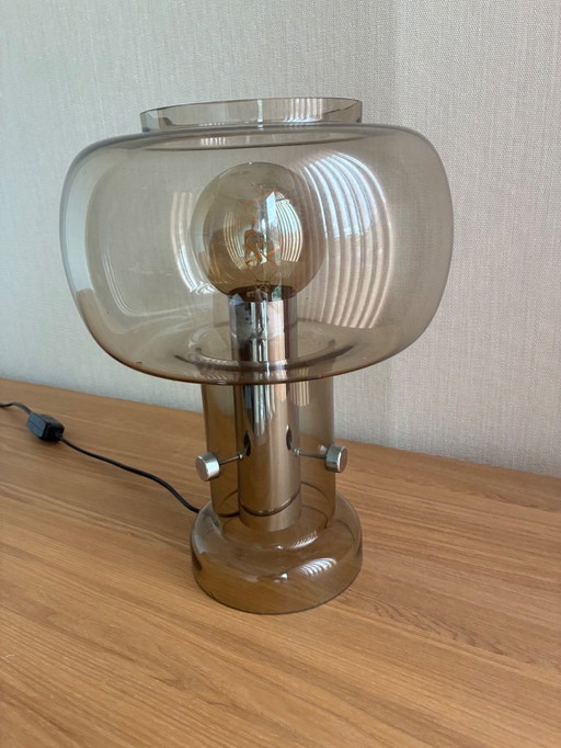 Tischlampe aus Rauchglas