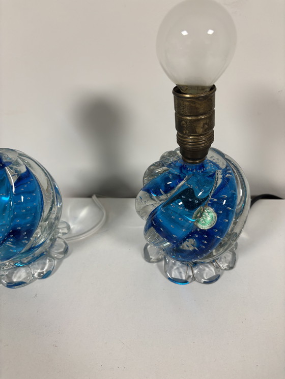 Image 1 of Design by Seguso, Murano Bullicante Tafellamp Italy.