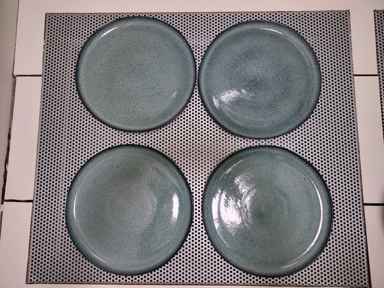 Image 1 of Service de table 12 pièces en faïence bleue