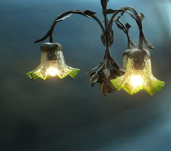 Image 1 of Lámpara de araña art déco de hierro forjado “LODEWIJK VAN BOECKEL“