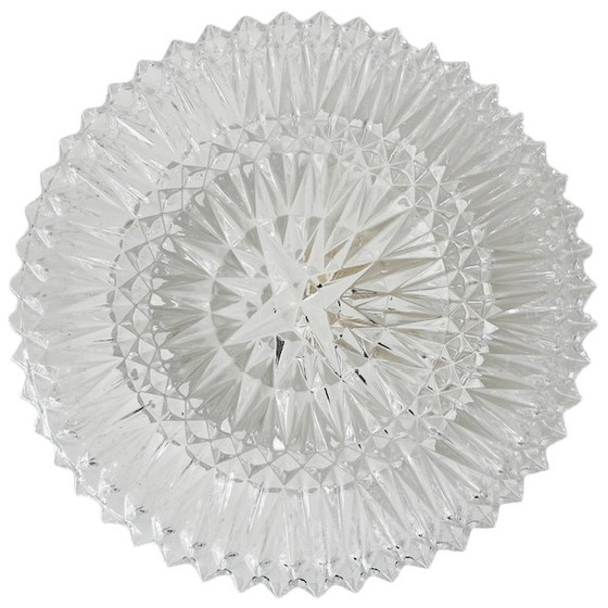 Image 1 of Plafoniera quadrata di metà secolo in vetro chiaro a stella