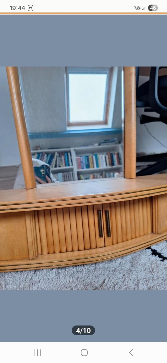 Image 1 of Vintage houten kaptafel met spiegel 