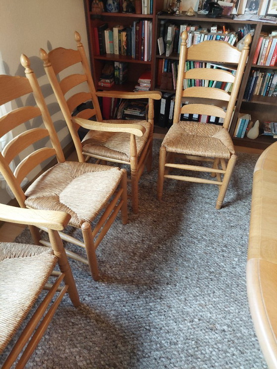 Image 1 of Dining room set, farmhouse style, solid oak