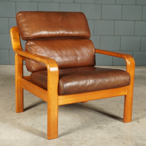 Fauteuil en cuir vintage - L. Olsen & Søn - Møbelfabrik K/S - 1960s