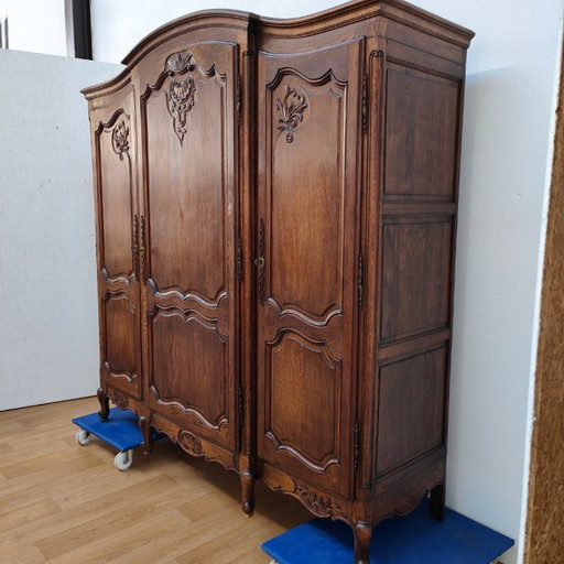 Vintage Antique French Oak Wardrobe Cabinet Dismantable