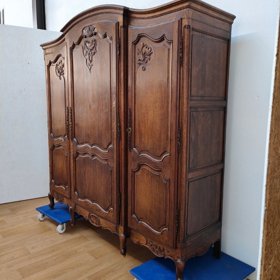 Image 1 of Vintage Antique French Oak Wardrobe Cabinet Dismantable