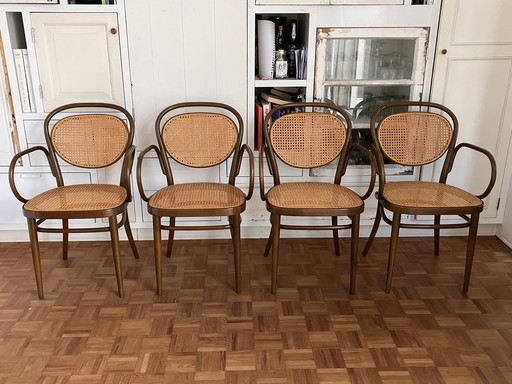 4x Thonet 215Rf Stoelen Webbing Bentwood