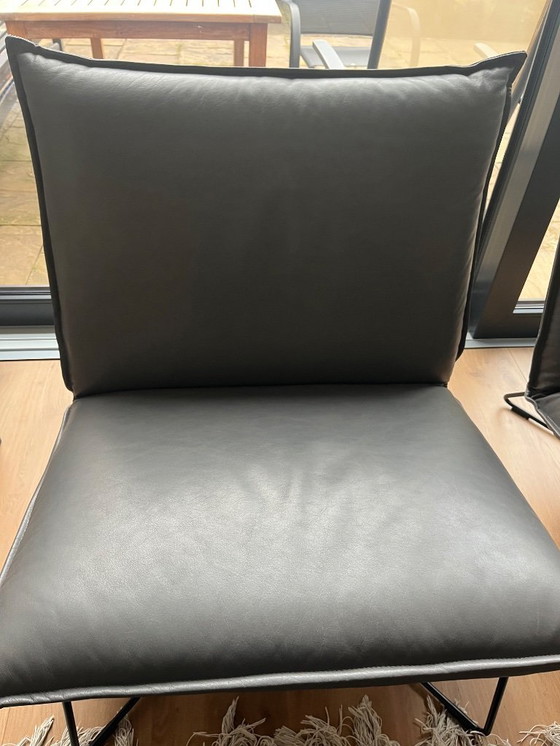 Image 1 of 2x Jess Design Eark Sessel hohe Rückenlehne Leder Royal Grey