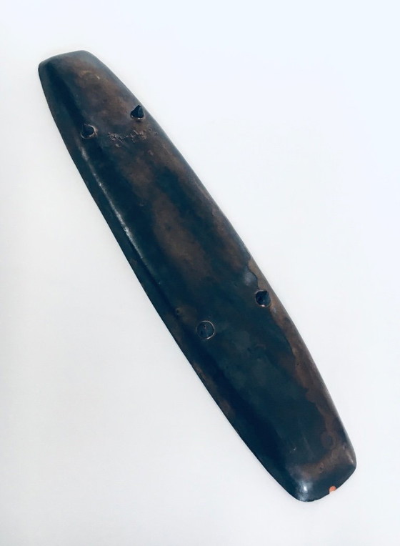 Image 1 of Plat en céramique d'art en forme de planche de surf, créé par Sanchez pour Perignem Studios, Belgique, années 1960