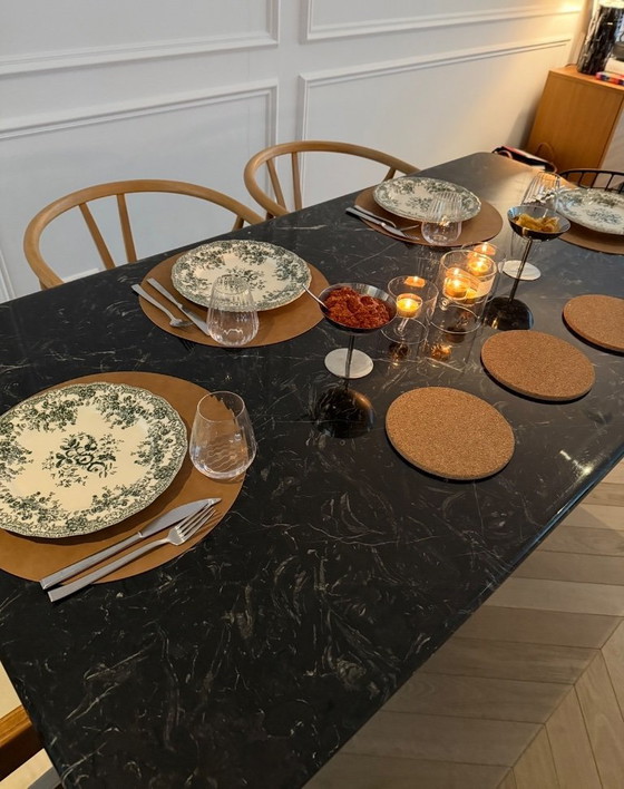 Image 1 of Black marble dining table 180x90cm