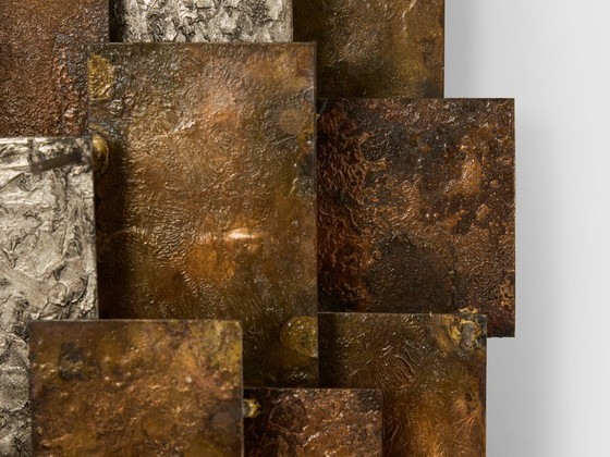 Auguste Fix Patinated Metal Wall Light Sculpture 1970s (photo 9 of 9)