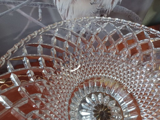Exklusive große Kristall-Coupéschale auf silbernem Sockel – Diamantschliff – schalen, Crystal, Silver (photo 2 of 6)
