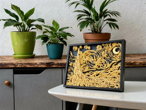 Starry Night Reimagined — Sculpturaal Reliëf (S) – Studio Mihai Enescu, Wanddecoratie, Plastic (photo 14 of 14)