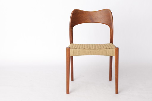 1 of 8 Arne Hovmand-Olsen Chair for Mogens Kold, Danish Teak & Danish Cord, 1960s Mid-Century Modern