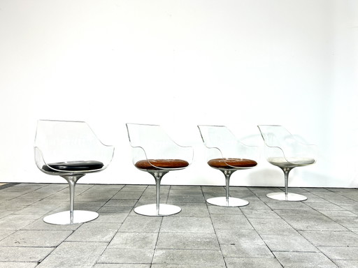 Set aus vier Lucite Champagner Stühlen, entworfen von Erwine & Estelle Laverne für Formes Nouvelles