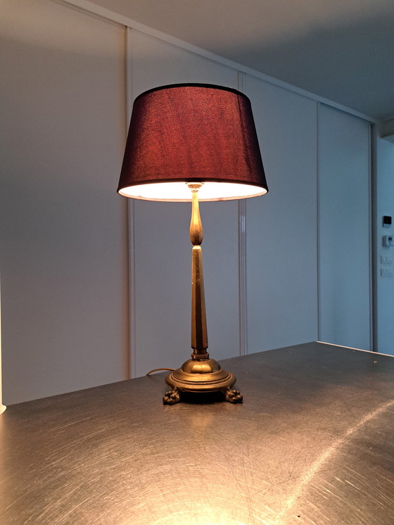 Image 1 of Lampada da tavolo a colonna francese in bronzo