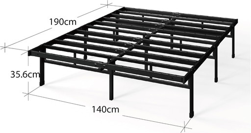 Zinus Justin Lit 140 x 190 cm - 36 cm de Hauteur avec Rangement sous Le lit - Lit Plateforme en métal - Noir