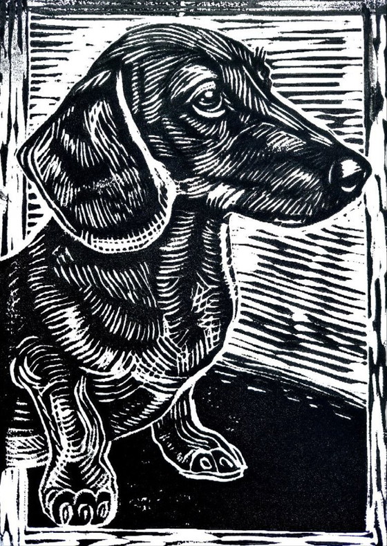 Image 1 of Custom Linocut Dog Portrait | Handmade Pet Art
