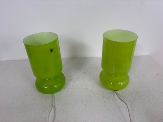 2x Ikea Lykta Lampada da Tavolo in Vetro Verde Anni '90, Lampade da tavolo, Vintage (foto 5 di 6)