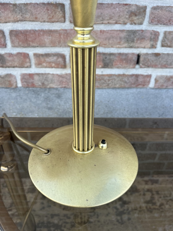 Image 1 of Vintage art deco style messing tafellamp, prachtige zware messing lamp gemaakt voor Frantzen exclusieve verlichting in Italië