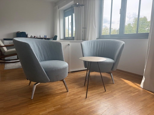 2 fauteuils design PIVO (INTERTIME) pivotants avec table d'appoint – Très bon état – stoelen fauteuils, Metal, Textile