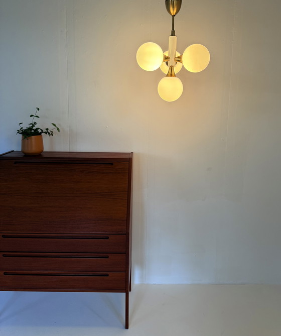 Image 1 of Lampada a sospensione vintage in vetro ghiacciato, Kaiser Leuchten '70