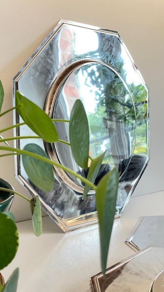 Image 1 of Set van 6 vintage zilveren metalen borden