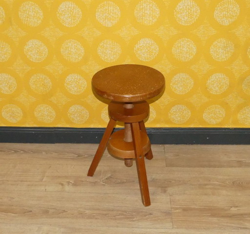 vintage Schraubhocker Drehhocker Atelierhocker Klavierhocker Schemel höhenverstellbar drehbar schwer stabil min. 46cm Ø30/37 