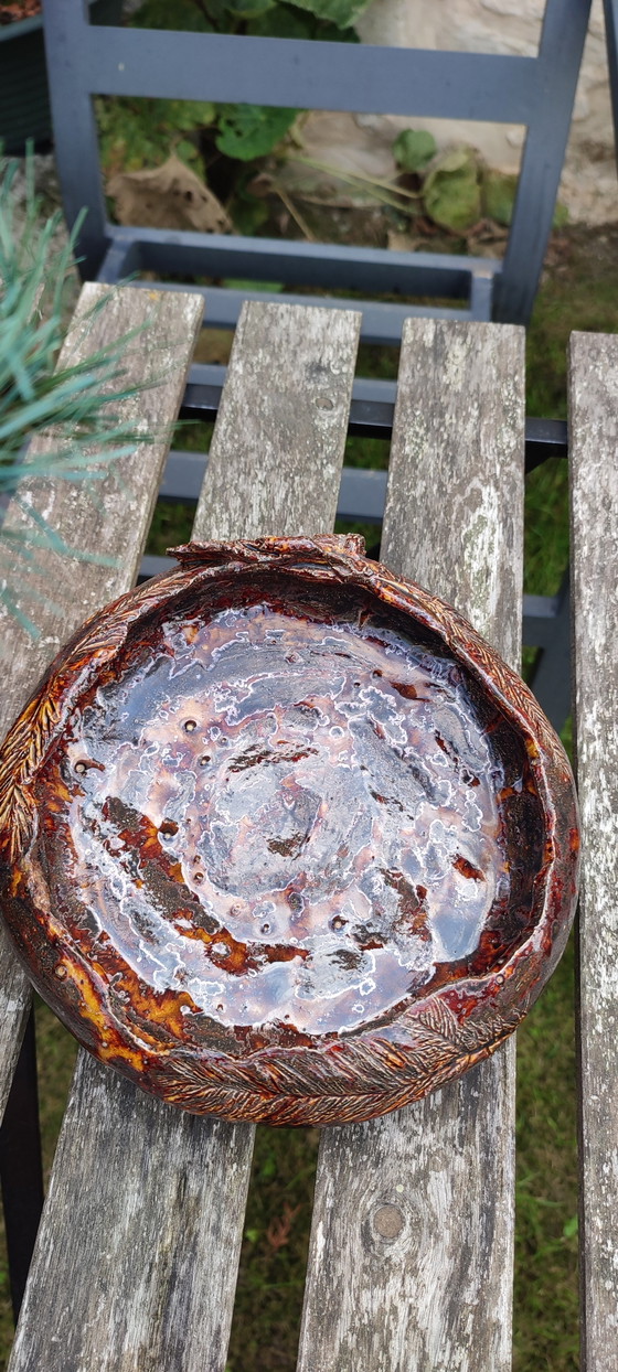 Ciotola in ceramica d'arte smaltata "MichEl 1997", Decorazione erbario – céramique émaillée signée (photo 6 of 14)