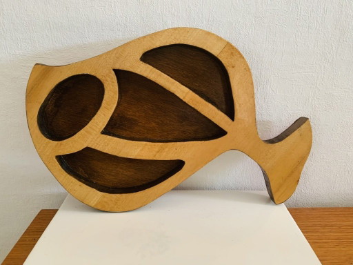 Vintage-Fischskulptur aus Holz im skandinavischen Stil von A. Hiben, 1977