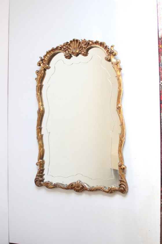 Image 1 of Vergoldeter Holzspiegel im Neo-Rokoko-Stil, Ende 19.