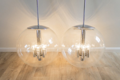 1 of 2 XXL Glashütte Limburg pendant lamp - model 4105 - 1970s vintage