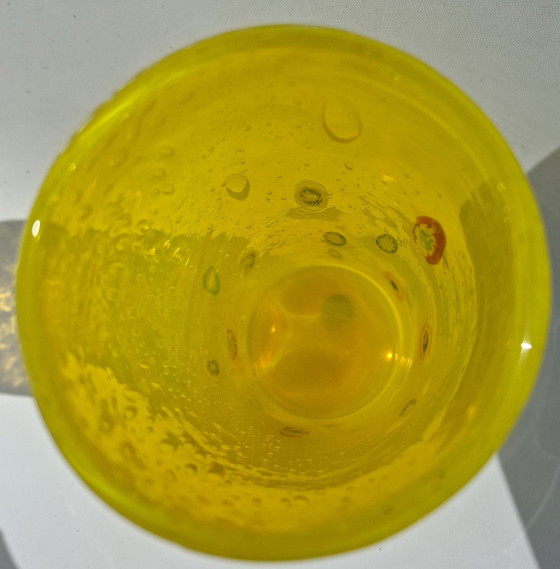 Image 1 of Vintage Leonardo Millefiori Vase – Hand-blown Yellow Glass – 23 cm