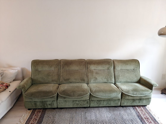 Image 1 of Canapé modulaire vintage vert côtelé