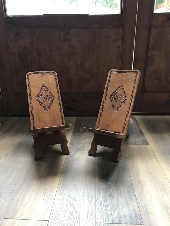 Set of Hand Carved Chair, Cuba, 1960s – Adjustable recliner chair, Wood (photo 6 of 7)