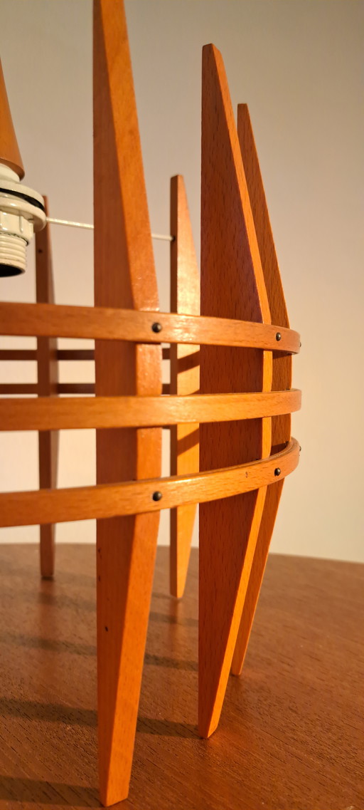 🟡🟤 Mid-Century Teak Ceiling Lamp – Scandinavian Design – Excellent Condition