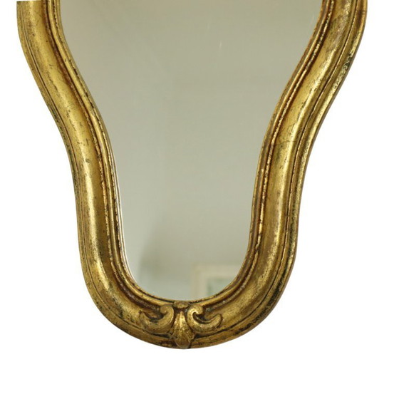 Image 1 of Specchio con decorazioni a cresta francese e foglia d'oro, 48 cm