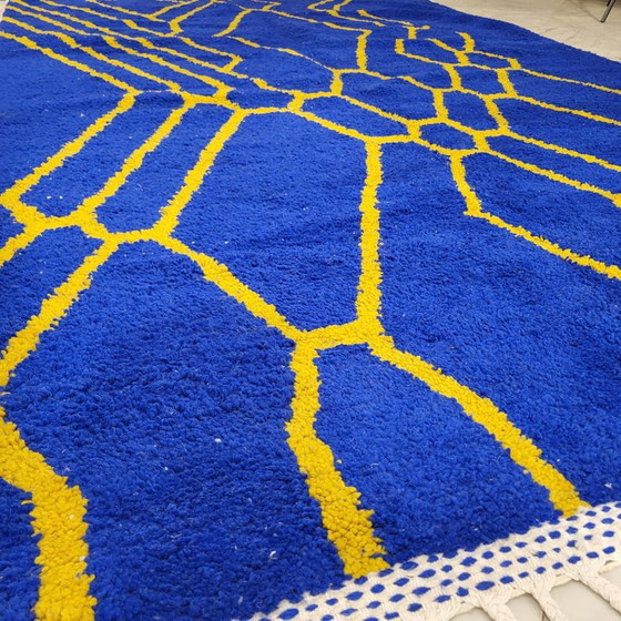 Alfombra Beni Ouraine Tradicional Hecha a Mano Azul y Amarillo 2/3 M – Alessi, Wool (photo 3 of 8)