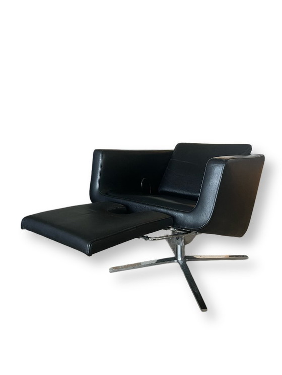 Image 1 of Poltrona girevole FSM Pavo Relax con poggiapiedi in pelle