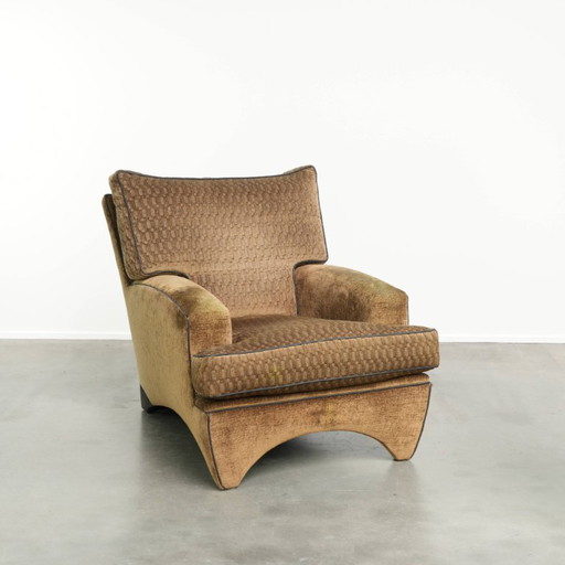 Magnifique Fauteuil Design Art Déco en Tissu de Bart van Bekhoven