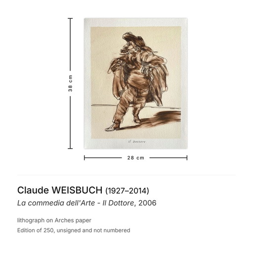 Claude WEISBUCH La commedia dell'Arte - Il Dottore lithograph 2006