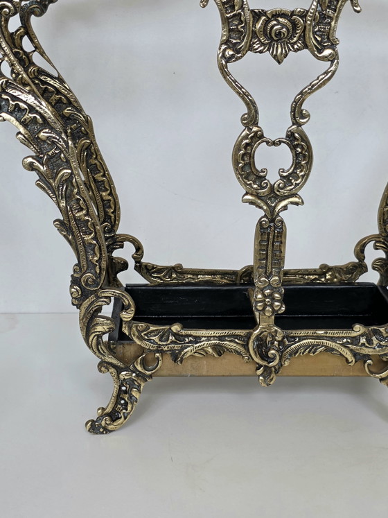 Vintage sierlijke messing paraplu- en wandelstokhouder | Antieke rococo-stijl – Paraplubak, Iron, Brass (photo 3 of 15)